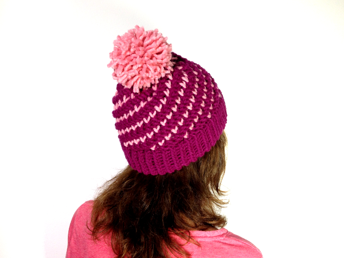 comprar Psicológico Sensación Tutorial DIY: Cómo tejer gorro bicolor en espiral con telar